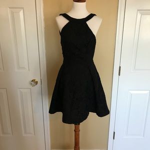 KEEPSAKE black lace a-line low back cocktail dress